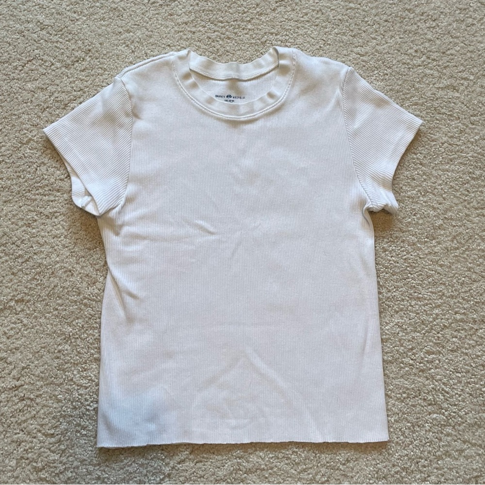 Brandy melville ribbed white baby tee